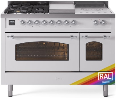 Ilve Nostalgie II Collection UP48FSNMPRACLP - 48 Inch Freestanding Dual Fuel Range in Front View