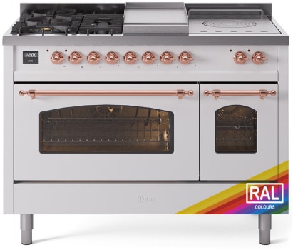 Ilve Nostalgie II Collection UP48FSNMPRAPLP - 48 Inch Freestanding Dual Fuel Range in Front View