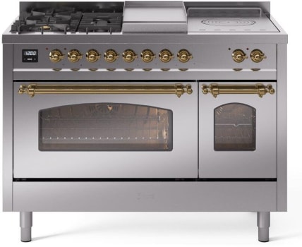 Ilve Nostalgie II Collection UP48FSNMPSSG - 48 Inch Freestanding Dual Fuel Range in Front View