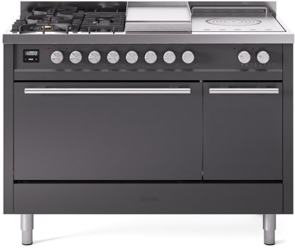 Ilve Professional Plus II UP48FSQMPMG - 48 Inch Freestanding Dual Fuel Range in Front View
