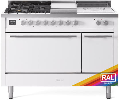 Ilve Professional Plus II UP48FSQMPRALP - 48 Inch Freestanding Dual Fuel Range in Front View