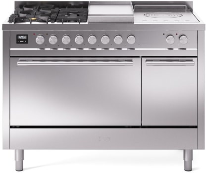 Ilve Professional Plus II UP48FSQMPSS - 48 Inch Freestanding Dual Fuel Range in Front View