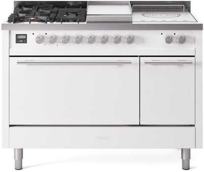Ilve Professional Plus II UP48FSQMPWHLP - 48 Inch Freestanding Dual Fuel Range in Front View