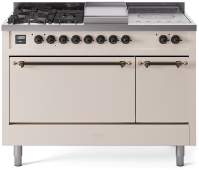 Ilve Nostalgie II Collection UP48FSQNMPAWBLP - 48 Inch Freestanding Dual Fuel Range in Front View