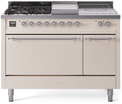 Ilve Nostalgie II Collection UP48FSQNMPAWCLP - 48 Inch Freestanding Dual Fuel Range in Front View