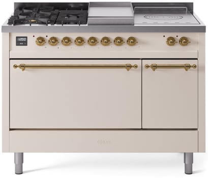 Ilve Nostalgie II Collection UP48FSQNMPAWGLP - 48 Inch Freestanding Dual Fuel Range in Front View