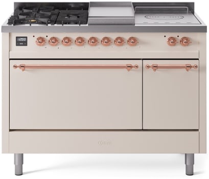 Ilve Nostalgie II Collection UP48FSQNMPAWPLP - 48 Inch Freestanding Dual Fuel Range in Front View