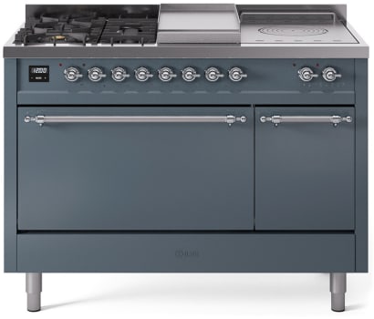 Ilve Nostalgie II Collection UP48FSQNMPBGCLP - 48 Inch Freestanding Dual Fuel Range in Front View