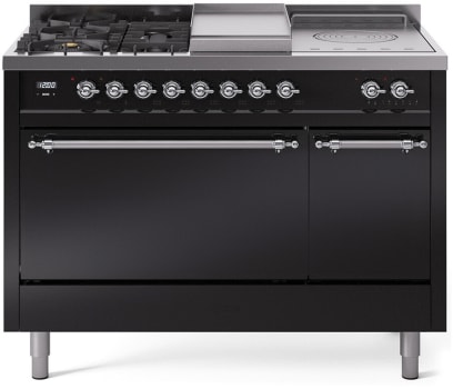 Ilve Nostalgie II Collection UP48FSQNMPBKCLP - 48 Inch Freestanding Dual Fuel Range in Front View