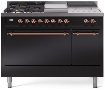 Ilve Nostalgie II Collection UP48FSQNMPBKP - 48 Inch Freestanding Dual Fuel Range in Front View
