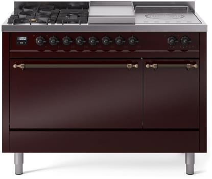 Ilve Nostalgie II Collection UP48FSQNMPBUBLP - 48 Inch Freestanding Dual Fuel Range in Front View