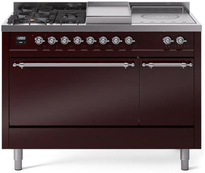 Ilve Nostalgie II Collection UP48FSQNMPBUCLP - 48 Inch Freestanding Dual Fuel Range in Front View