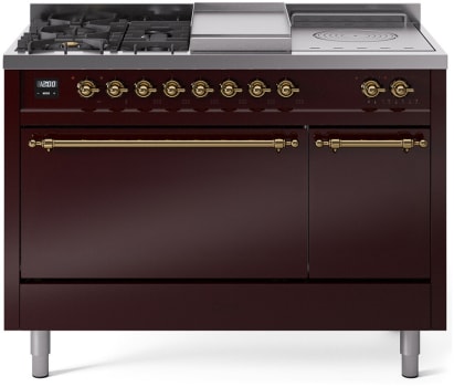 Ilve Nostalgie II Collection UP48FSQNMPBUGLP - 48 Inch Freestanding Dual Fuel Range in Front View