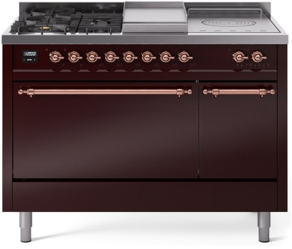 Ilve Nostalgie II Collection UP48FSQNMPBUPLP - 48 Inch Freestanding Dual Fuel Range in Front View