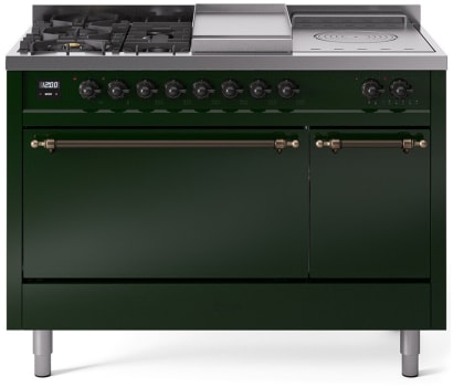 Ilve Nostalgie II Collection UP48FSQNMPEGBLP - 48 Inch Freestanding Dual Fuel Range in Front View