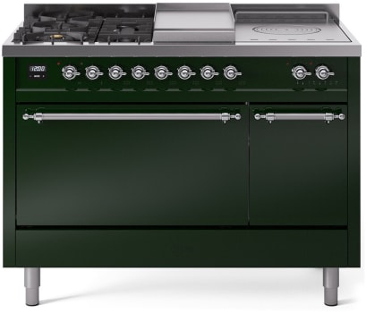 Ilve Nostalgie II Collection UP48FSQNMPEGCLP - 48 Inch Freestanding Dual Fuel Range in Front View