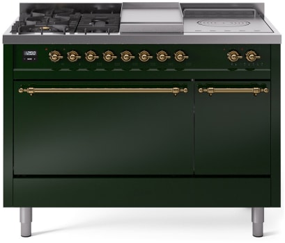 Ilve Nostalgie II Collection UP48FSQNMPEGGLP - 48 Inch Freestanding Dual Fuel Range in Front View
