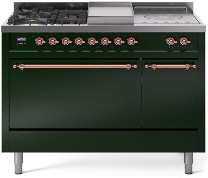 Ilve Nostalgie II Collection UP48FSQNMPEGPLP - 48 Inch Freestanding Dual Fuel Range in Front View