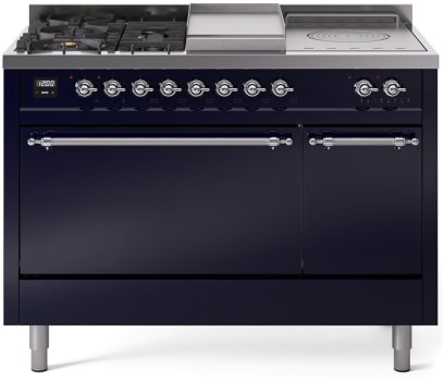 Ilve Nostalgie II Collection UP48FSQNMPMBCLP - 48 Inch Freestanding Dual Fuel Range in Front View