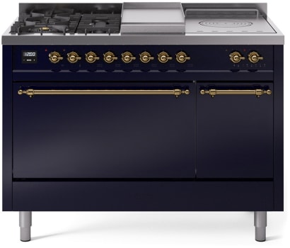 Ilve Nostalgie II Collection UP48FSQNMPMBGLP - 48 Inch Freestanding Dual Fuel Range in Front View