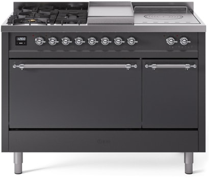 Ilve Nostalgie II Collection UP48FSQNMPMGCLP - 48 Inch Freestanding Dual Fuel Range in Front View