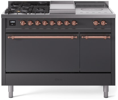 Ilve Nostalgie II Collection UP48FSQNMPMGPLP - 48 Inch Freestanding Dual Fuel Range in Front View