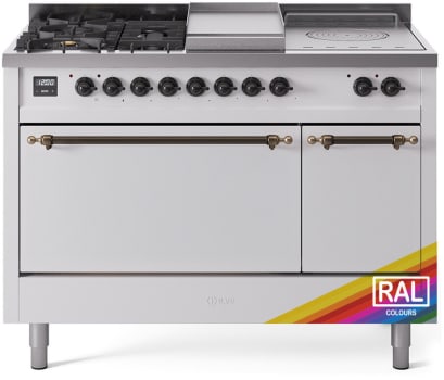 Ilve Nostalgie II Collection UP48FSQNMPRABLP - 48 Inch Freestanding Dual Fuel Range in Front View