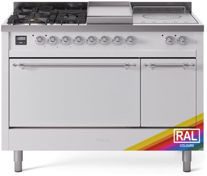 Ilve Nostalgie II Collection UP48FSQNMPRACLP - 48 Inch Freestanding Dual Fuel Range in Front View