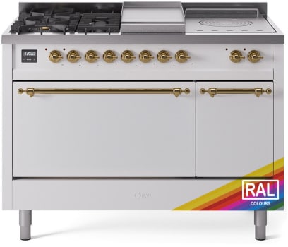 Ilve Nostalgie II Collection UP48FSQNMPRAGLP - 48 Inch Freestanding Dual Fuel Range in Front View