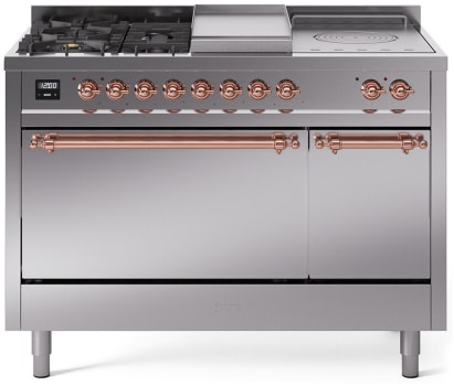 Ilve UP48FSQNMPSSP 48 Inch Freestanding Dual Fuel Range with 5