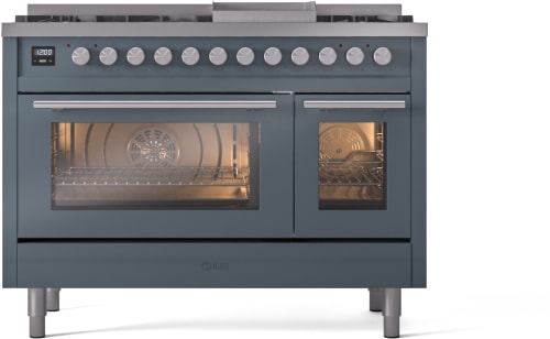 Ilve Professional Plus II UP48FWMPBGLP - 48 Inch Freestanding Dual Fuel Range with 8 Sealed Burners