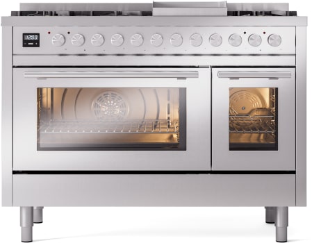 Ilve Professional Plus II UP48FWMPSS - 48 Inch Freestanding Dual Fuel Range with 8 Sealed Burners