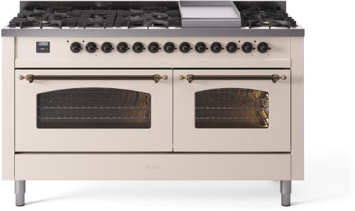 Ilve Nostalgie II Collection UP60FNMPAWBLP - 60 Inch Freestanding Dual Fuel Range in Front View