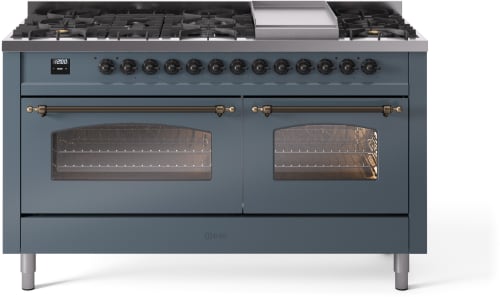 Ilve Nostalgie II Collection UP60FNMPBGBLP - 60 Inch Freestanding Dual Fuel Range