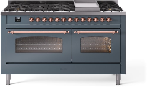 Ilve Nostalgie II Collection UP60FNMPBGPLP - 60 Inch Freestanding Dual Fuel Range