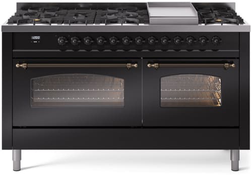 Ilve Nostalgie II Collection UP60FNMPBKBLP - 60 Inch Freestanding Dual Fuel Range in Front View