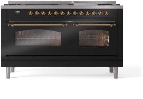 Ilve Nostalgie II Collection UP60FNMPBKGLP - 60 Inch Freestanding Dual Fuel Range in Front View