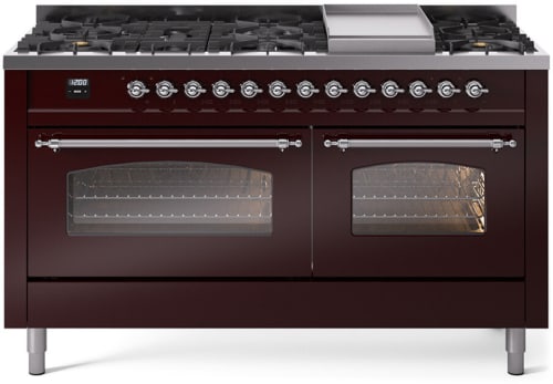 Ilve Nostalgie II Collection UP60FNMPBUCLP - 60 Inch Freestanding Dual Fuel Range in Front View