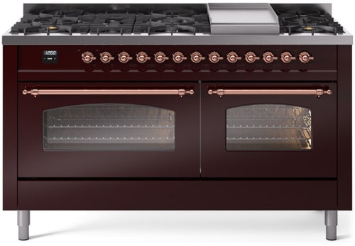 Ilve Nostalgie II Collection UP60FNMPBUPLP - 60 Inch Freestanding Dual Fuel Range in Front View