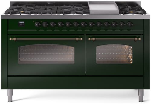 Ilve Nostalgie II Collection UP60FNMPEGBLP - 60 Inch Freestanding Dual Fuel Range in Front View