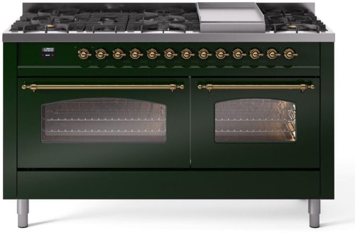 Ilve Nostalgie II Collection UP60FNMPEGGLP - 60 Inch Dual Fuel Freestanding Range with 9 Sealed Burners