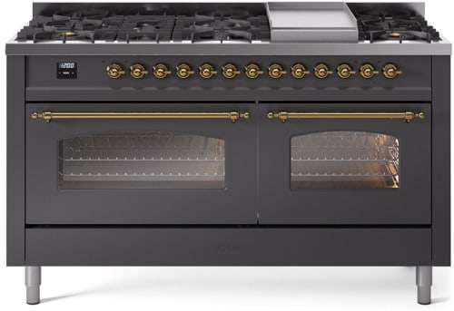 Ilve Nostalgie II Collection UP60FNMPMGGLP - 60 Inch Freestanding Dual Fuel Range in Front View