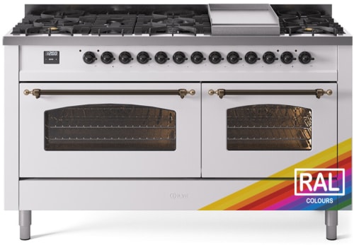 Ilve Nostalgie II Collection UP60FNMPRABLP - 60 Inch Freestanding Dual Fuel Range in Front View