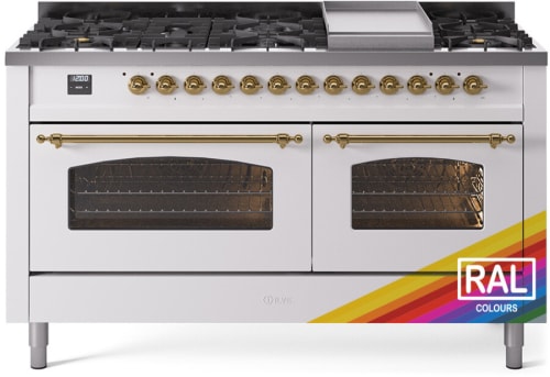 Ilve Nostalgie II Collection UP60FNMPRAGLP - 60 Inch Freestanding Dual Fuel Range in Front View