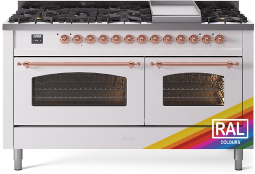 Ilve Nostalgie II Collection UP60FNMPRAPLP - 60 Inch Freestanding Dual Fuel Range in Front View