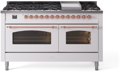 Ilve Nostalgie II Collection UP60FNMPWHPLP - 60 Inch Freestanding Dual Fuel Range in Front View