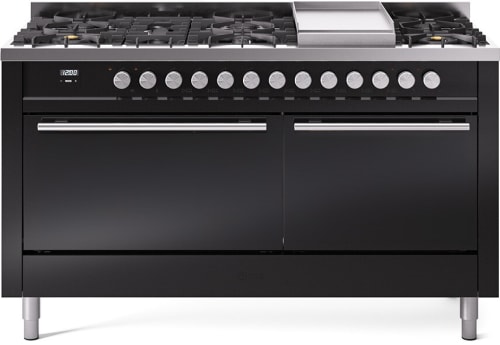 Ilve Professional Plus II UP60FQMPBK - 60 Inch Freestanding Dual Fuel Range (Solid Door)