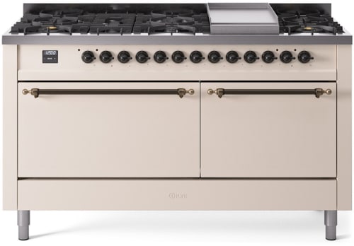 Ilve Nostalgie II Collection UP60FQNMPAWB - 60 Inch Freestanding Dual Fuel Range in Front View