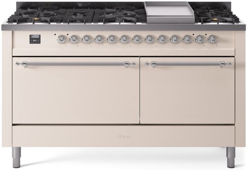 Ilve Nostalgie II Collection UP60FQNMPAWCLP - 60 Inch Freestanding Dual Fuel Range in Front View