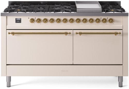 Ilve Nostalgie II Collection UP60FQNMPAWGLP - 60 Inch Freestanding Dual Fuel Range in Front View